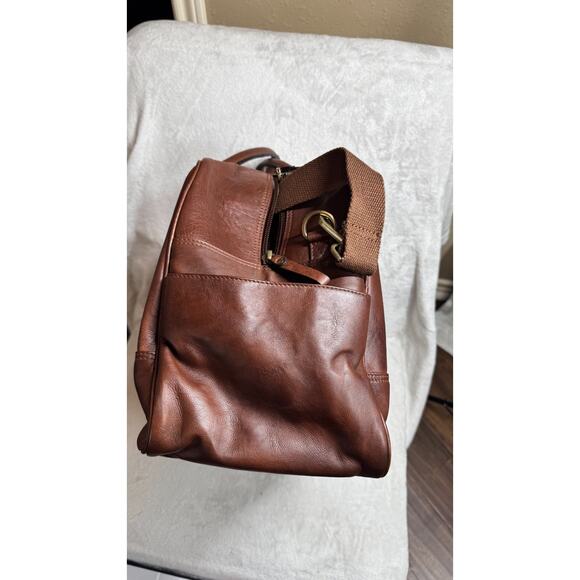 NFL Dallas Cowboys Brown Genuine Leather Weekender Duffel Bag New With Tags - Picture 4 of 16